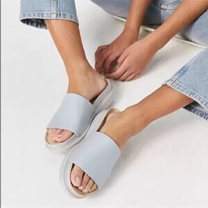 Vagabond Shoemakers Light Blue Erin Leather Slides Sandals Size 37/ US 6.5
